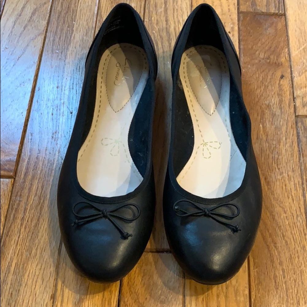 Clarks Couture Bloom Black Leather Ballerina Flats